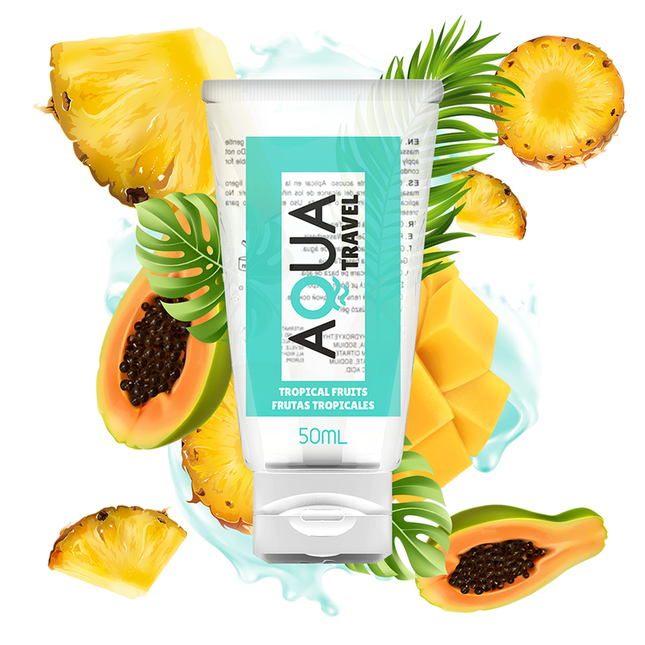 AQUA TRAVEL - LUBRICANTE A BASE DE AGUA CON SABOR A FRUTAS TROPICALES - 50 ML