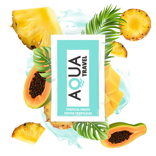 AQUA TRAVEL - LUBRICANTE A BASE DE AGUA CON SABOR A FRUTAS TROPICALES 6 ML