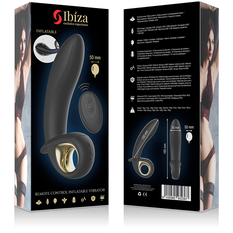 IBIZA - POTENTE VIBRADOR ANAL/VAGINAL INFLABLE CON CONTROL REMOTO