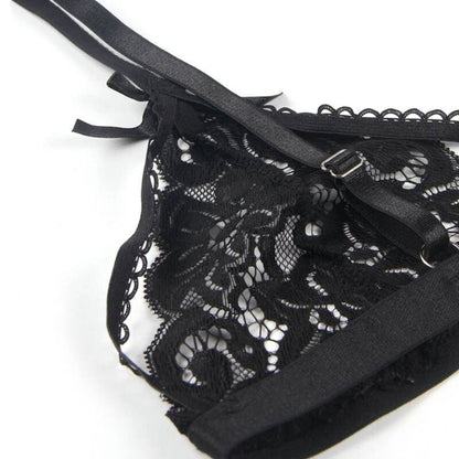 SUBBLIME - SET DREITEILIGES SET BH+ STRUMPFGÜRTEL + STRING S/M