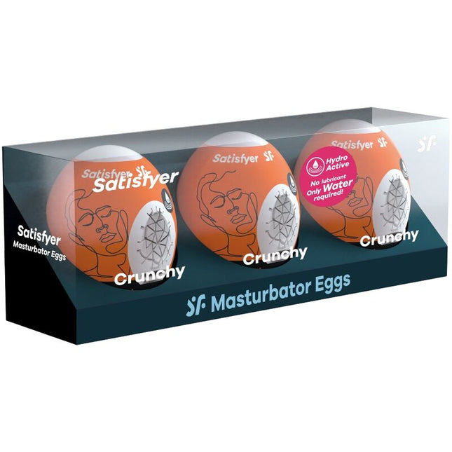 SATISFYER - 3 HUEVOS MASTURBADORES TRAVIESO, SALVAJE Y CRUJIENTE