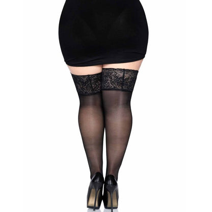 LEG AVENUE - SCHWARZE STRÜMPFE MIT BREITER SPITZE, EINE GRÖSSE