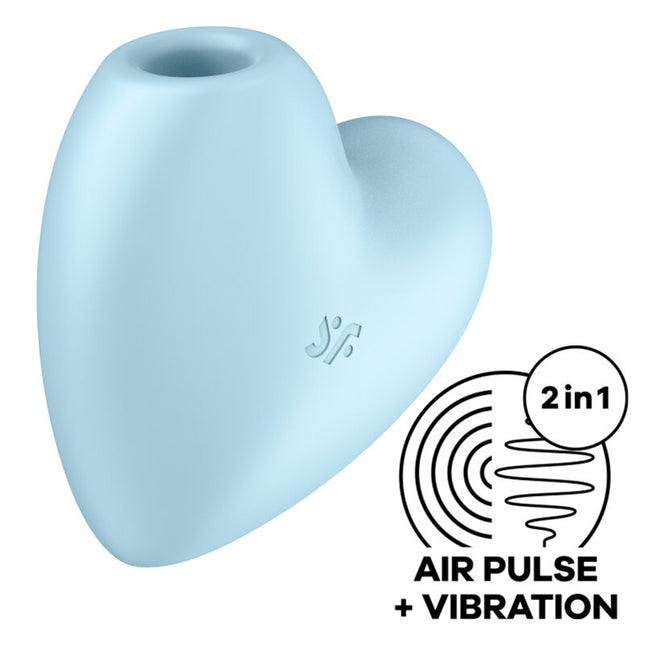 SATISFYER - ESTIMULADOR Y VIBRADOR DE PULSO DE AIRE CUTIE HEART AZUL