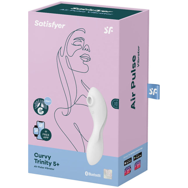 SATISFYER - CURVY TRINITY 5 AIR PULSE STIMULATOR &amp; VIBRATOR APP WHITE