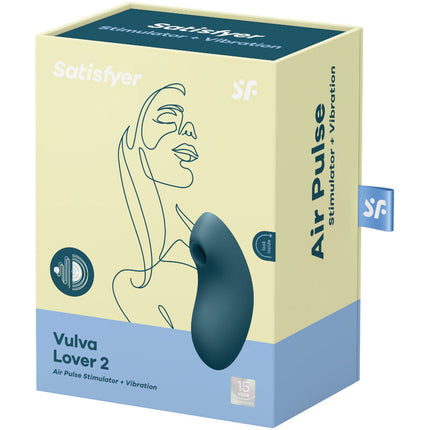 SATISFYER - VULVA LOVER 2 ESTIMULADOR Y VIBRADOR DE PULSACIONES DE AIRE AZUL