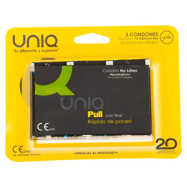 UNIQ - PULL LATEX-FREE CONDOMS WITH STRIPS 3 UNITS
