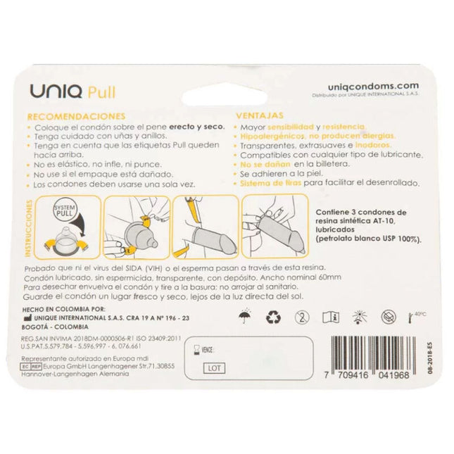 UNIQ - Preservativos sin látex con tiras 3 unidades
