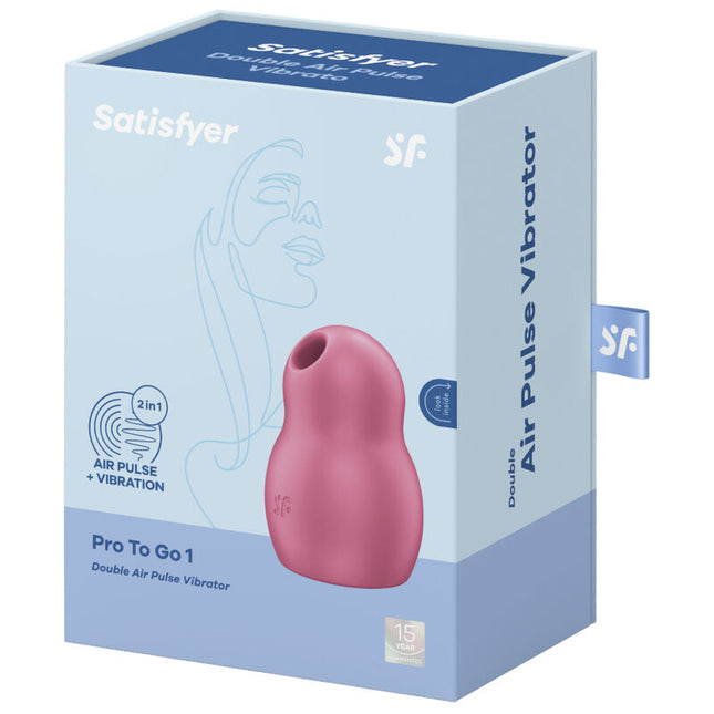 SATISFYER - PRO TO GO 1 DOUBLE AIR PULSE STIMULATOR &amp; VIBRATOR RED