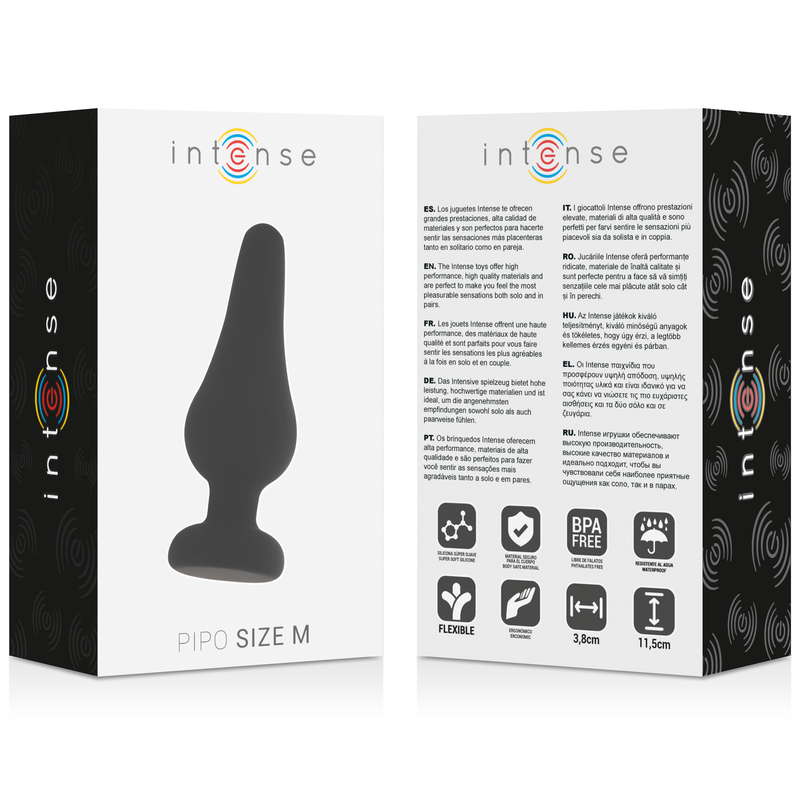 INTENSE - PLUG ANAL PIPO M SILICONA NEGRA 11 CM