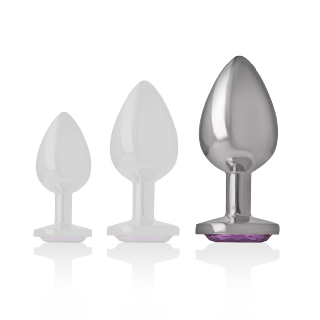 INTENSE - ALUMINUM METAL ANAL PLUG WITH VIOLET CRYSTAL, SIZE L