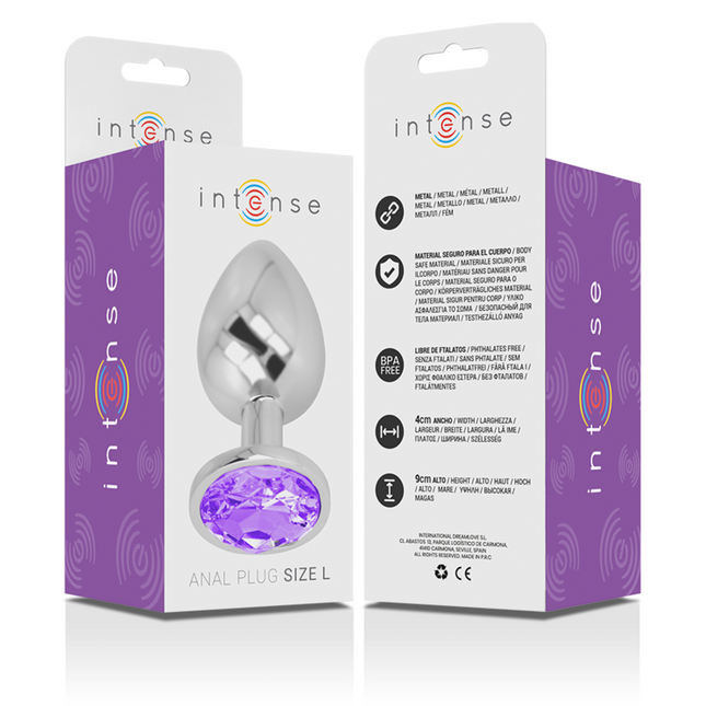INTENSE - ALUMINUM METAL ANAL PLUG WITH VIOLET CRYSTAL, SIZE L
