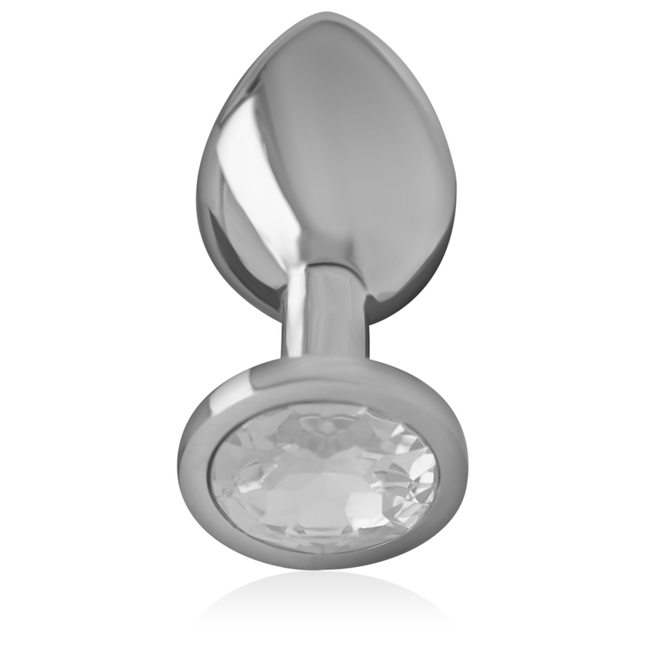 INTENSE - ALUMINUM METAL ANAL PLUG WITH SILVER CRYSTAL, SIZE S