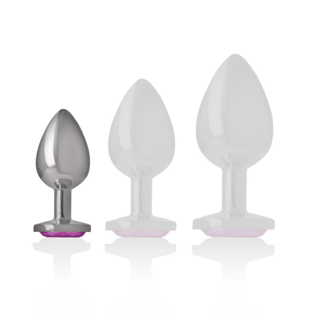 INTENSE - PLUG ANAL DE ALUMINIO CON CRISTAL ROSA, TALLA S