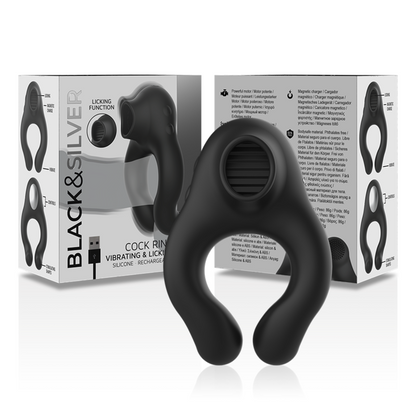 BLACK&SILVER - VIBRATORRING AUS SILIKON, 3 MOTOREN, SCHWARZ