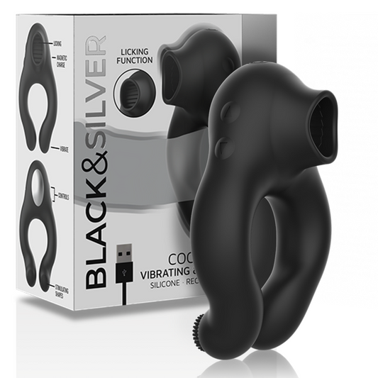 BLACK&SILVER - VIBRATORRING AUS SILIKON, 3 MOTOREN, SCHWARZ