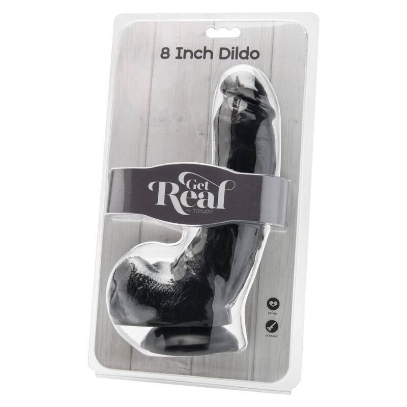 GET REAL - DILDO 20.5 CM CON BOLAS NEGRO