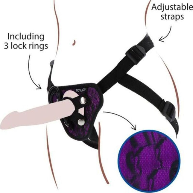 GET REAL - ARNÉS DE ENCAJE CON CORREA MORADO