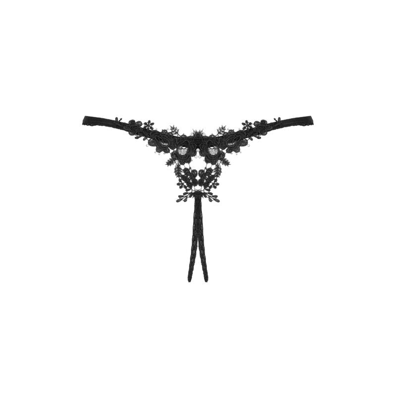 OBSESSIVE - CELIA NOIR OUVERT THONG XS/S