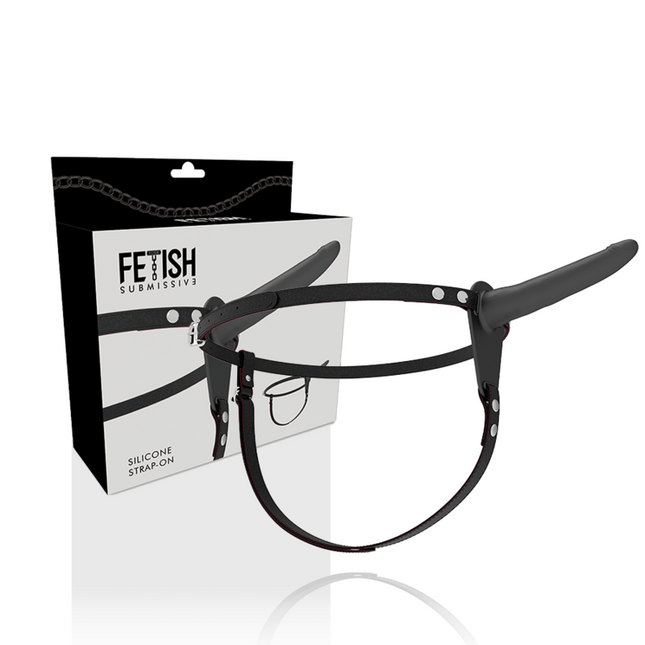 ARNÉS FETISH SUBMISSIVE - SILICONA NEGRA 15 CM