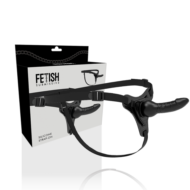 ARNÉS FETISH SUBMISSIVE - SILICONA NEGRA REALISTA 16 CM