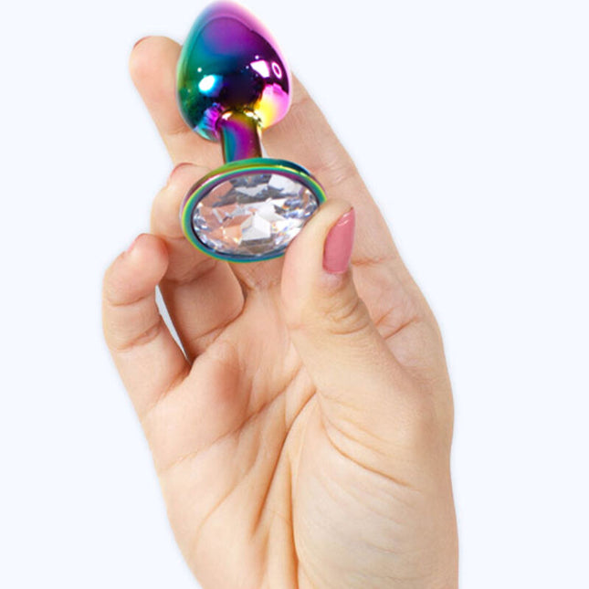 SECRETPLAY - METAL RAINBOW BUTT PLUG, SMALL SIZE 7 CM