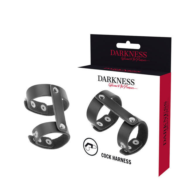 DARKNESS - ANILLO DE CUERO AJUSTABLE PARA PENE Y TESTÍCULOS