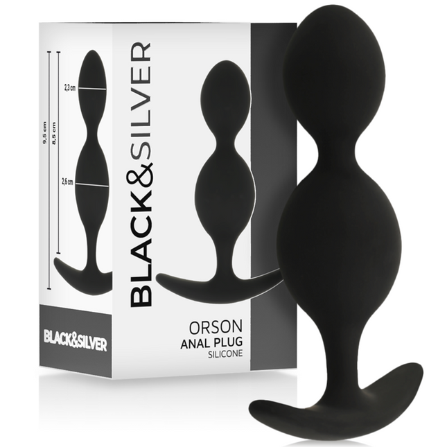 BLACK&amp;SILVER - ORSON PLUG SILICONE 2 ANAL SHAFTS 9 CM
