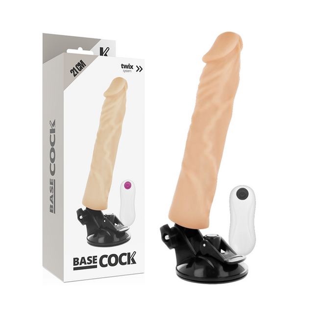 BASECOCK - VIBRADOR REALISTA CON CONTROL REMOTO BLANCO NATURAL 21 CM -O- 4 CM
