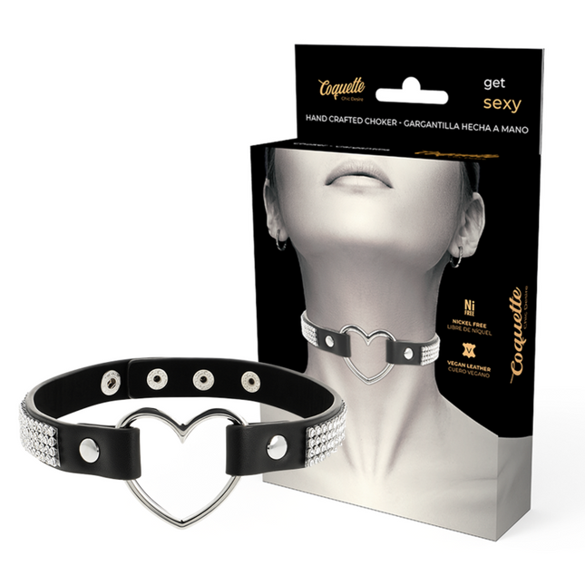 COQUETTE CHIC DESIRE - VEGAN LEATHER COLLAR WITH HEART