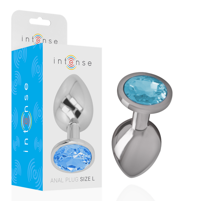 INTENSE - PLUG ANAL DE ALUMINIO CON CRISTAL AZUL, TALLA L