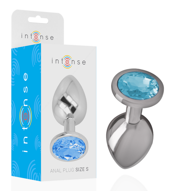 INTENSE - PLUG ANAL DE ALUMINIO CON CRISTAL AZUL, TALLA S