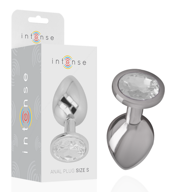 INTENSE - PLUG ANAL DE ALUMINIO CON CRISTAL PLATEADO, TALLA S