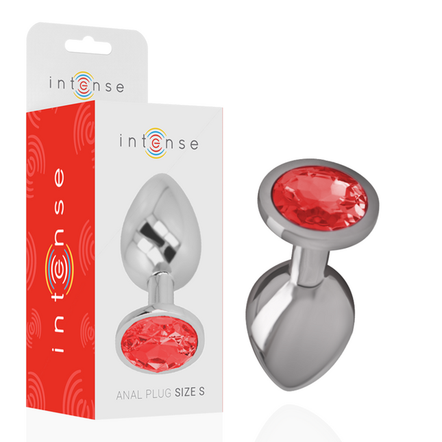 INTENSE - PLUG ANAL DE ALUMINIO CON CRISTAL ROJO, TALLA S