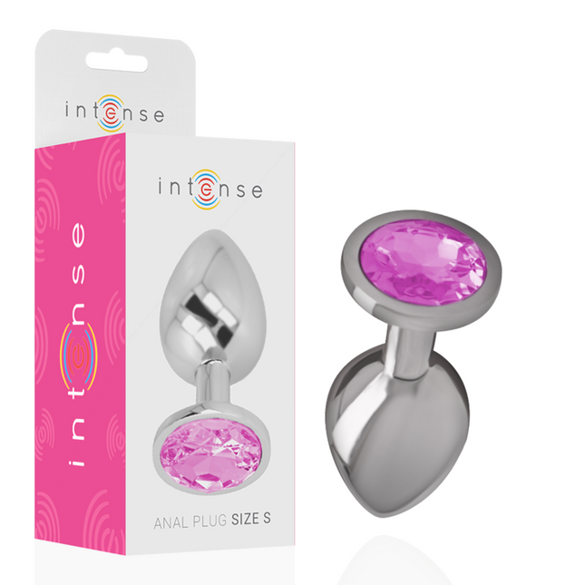 INTENSE - PLUG ANAL DE ALUMINIO CON CRISTAL ROSA, TALLA S