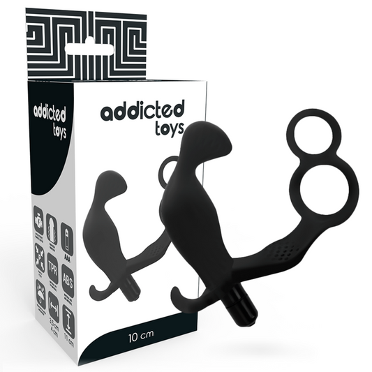 ANALPLUG MIT DOPPELTEM PENISRING UND HODEN