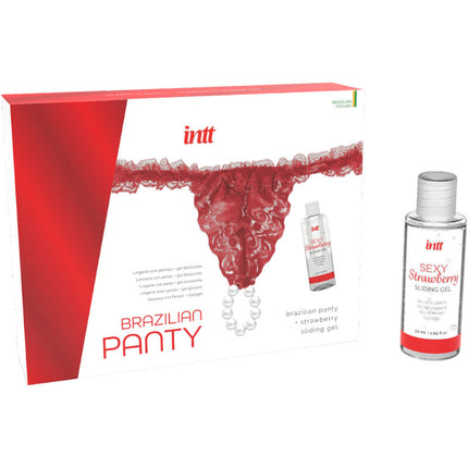 INTT RELEASES - BRAZILIAN RED PANTIES WITH PEARLS AND LUBRICANT 50 ML