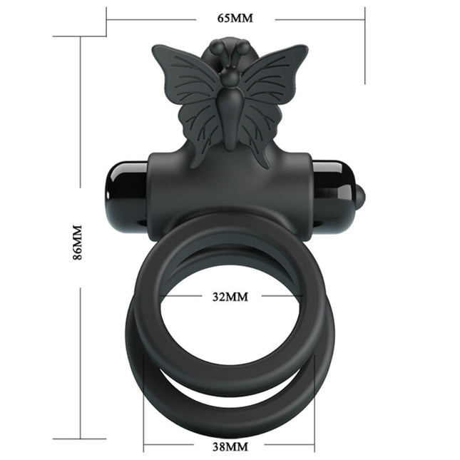PRETTY LOVE - DOUBLE VIBRATION RING WITH BLACK STIMULATOR