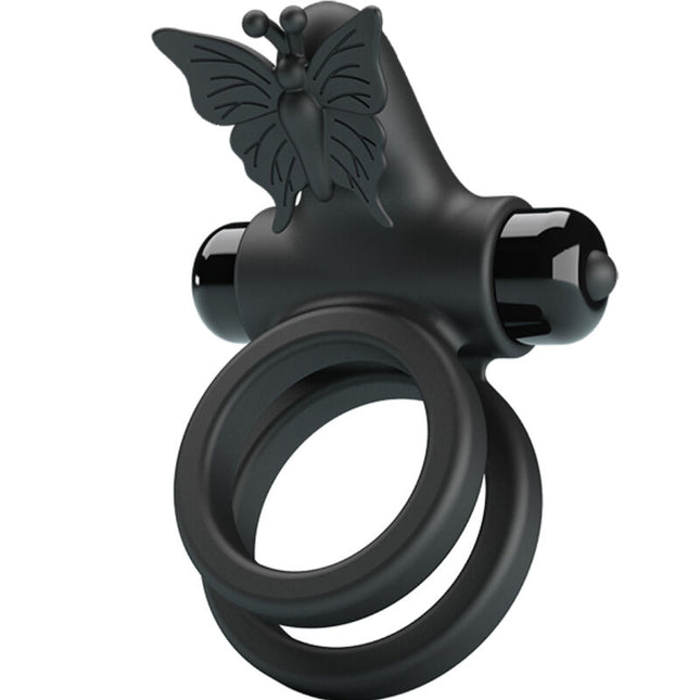 PRETTY LOVE - DOUBLE VIBRATION RING WITH BLACK STIMULATOR
