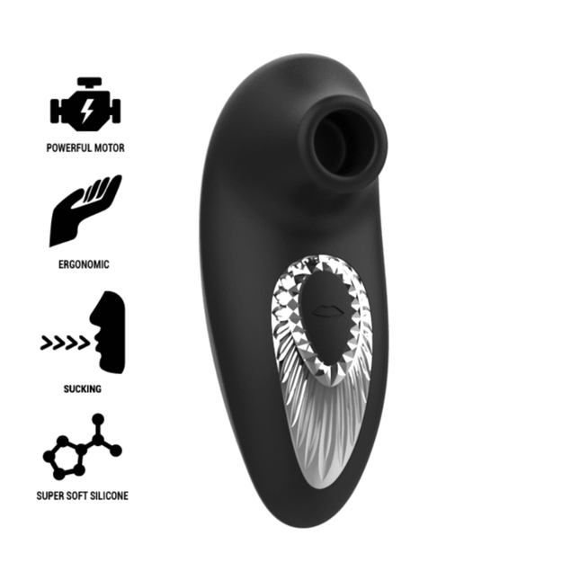 BLACK&amp;SILVER - DRAKE DELUXE VIBRADOR SUCCIONADOR RECARGABLE DE SILICONA NEGRO