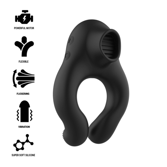 BLACK&SILVER - VIBRATORRING AUS SILIKON, 3 MOTOREN, SCHWARZ