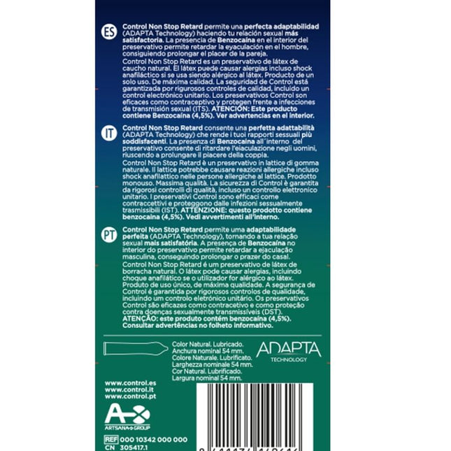 CONTROL - CONDONES NON STOP RETARD 12 UNIDADES