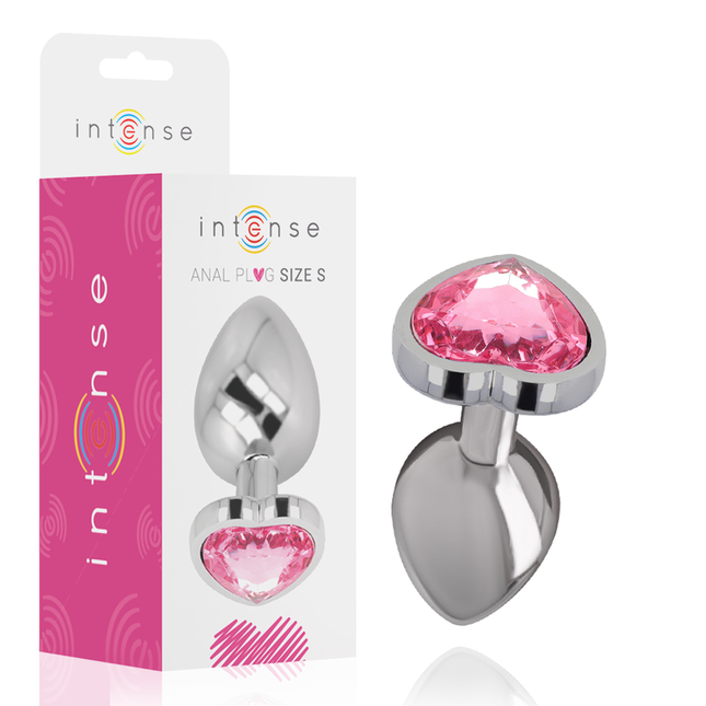 INTENSE - PLUG ANAL DE ALUMINIO METAL CORAZÓN ROSA TALLA S