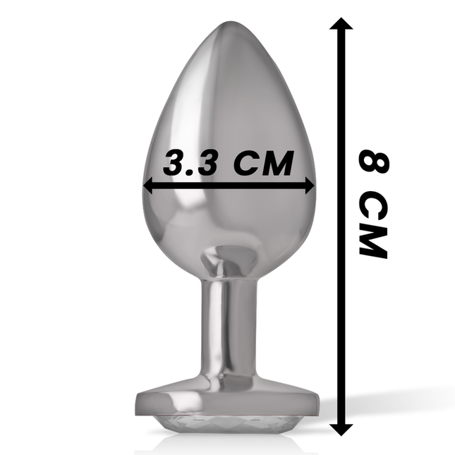 INTENSE - ALUMINUM METAL ANAL PLUG, WHITE HEART, SIZE M