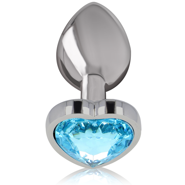 INTENSE - ALUMINUM METAL ANAL PLUG, BLUE HEART, SIZE M