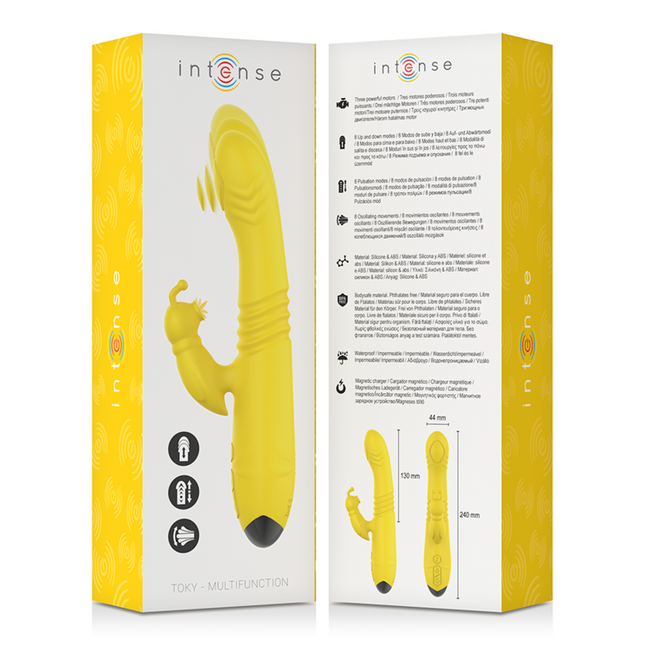 INTENSE - TOKY VIBRADOR MULTIFUNCIONAL ARRIBA Y ABAJO CON ESTIMULADOR DE CLÍTORIS AMARILLO