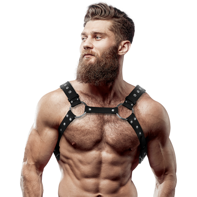 FETISH SUBMISSIVE ATTITUDE - ECO-LEATHER CHEST HARNESS FOR MEN WITH STUDDED