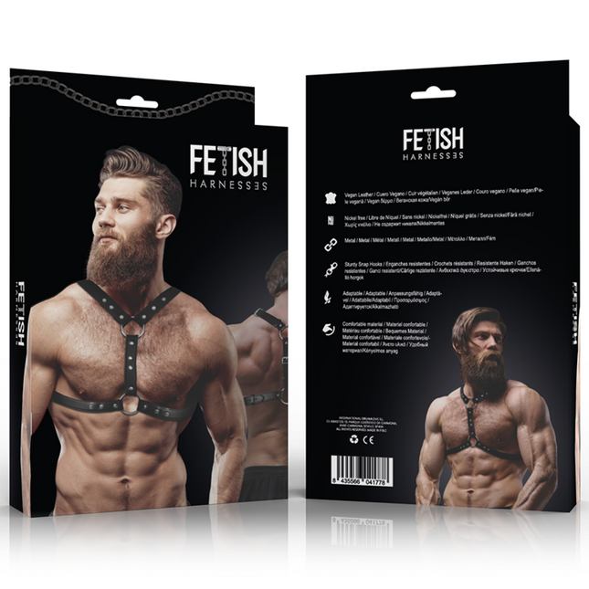 FETISH SUBMISSIVE ATTITUDE - CHEST HARNESS WITH DOUBLE CLOSURE AND ECO-LEATHER BOOTS FOR MEN