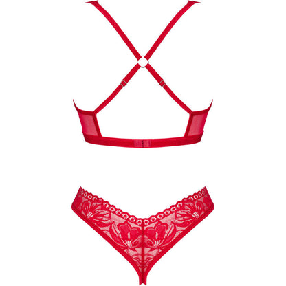 OBSESSIVE - LACELOVE SET TWO-PIECE CUPLESS RED XS/S
