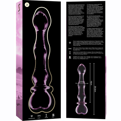 SERIE NEBULA DE IBIZA - MODELO 21 DILDO VIDRIO BOROSILICATO TRANSPARENTE 20,5 CM -O- 3,5 CM