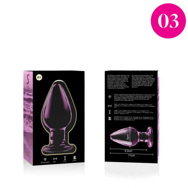 SERIE NEBULA DE IBIZA - MODELO 3 PLUG ANAL DE VIDRIO BOROSILICATO TRANSPARENTE 11 CM -O- 5 CM